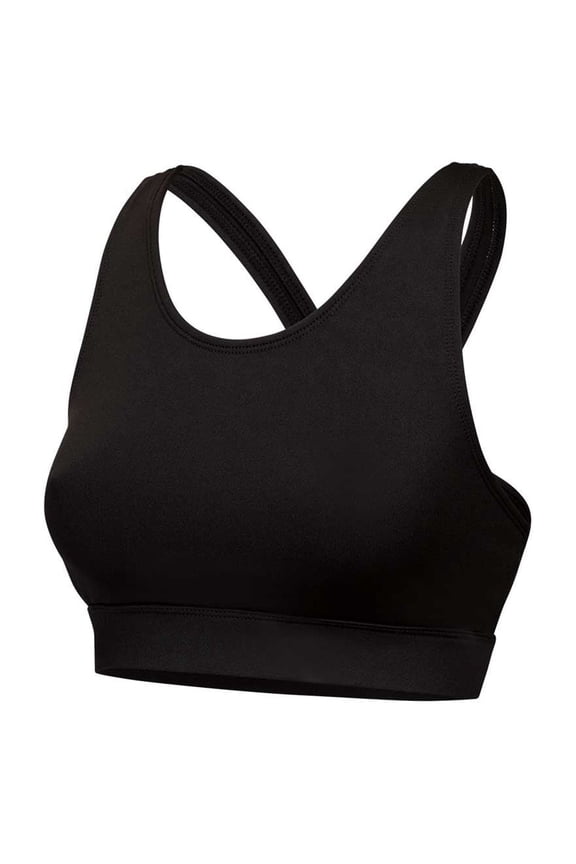 Cheer Athletic Bra Top for Girls - V-Back Twisted Sports Bra with Cut Out (Black, AS)