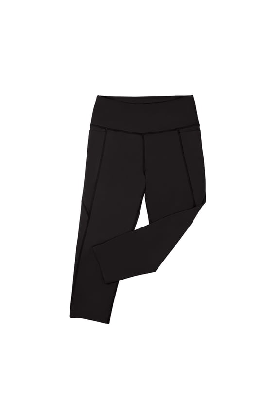 Basic Athletic Legging - High-Waisted, High-Performance Capri with Bonded Pockets for Women and Girls (XL, Black)