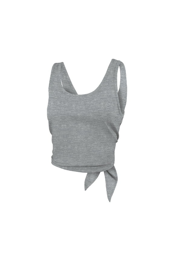 Basic Tie-Back Crop Top - Athletic Fitted Tank for Girls - Youth Sizes (YM, Oxford)