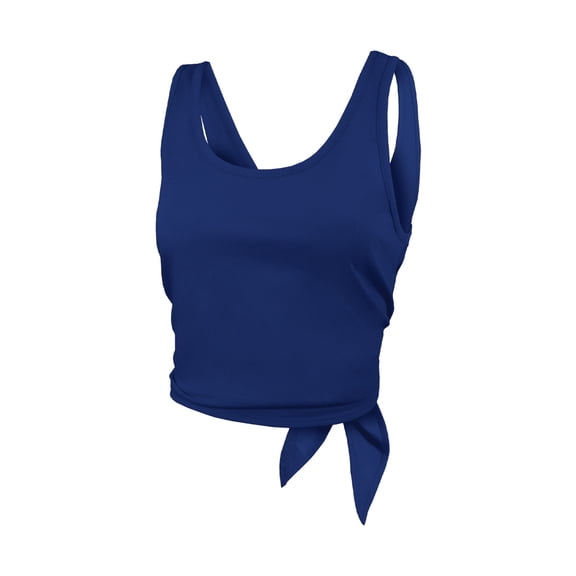 GK  Basic Tie-Back Crop Top - Athletic Fitted Tank for Girls - Youth Sizes (YXS, Navy)