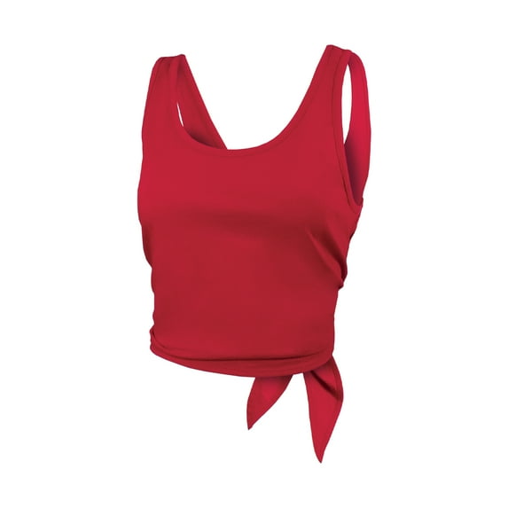 GK Basic Tie-Back Crop Top - Athletic Fitted Tank for Women and Girls (S, Red)