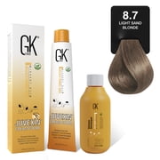 GK HAIR 8.7 Hair Color Cream Tube 3.4 Fl Oz + 20 Volume Developer 5 Fl Oz - Professional Permanent Long Lasting Toner Dye