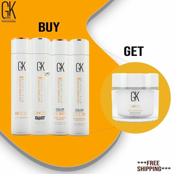 GK HAIR Global Keratin The Best Kit (10.1 Fl Oz/300ml) Smoothing Keratin Hair Treatment Professional Brazilian Complex Blowout Straightening For Silky Smooth & Frizz Free Hair