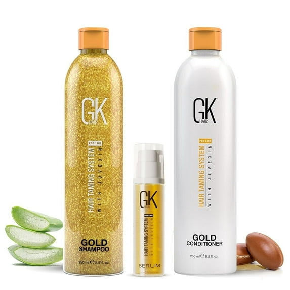 GK HAIR Gold Shampoo and Conditioner Women Men Cleansing Dry Damage Sulfate Free