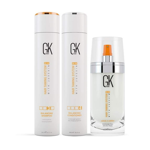 GK Hair Global Keratin Balancing Shampoo and Conditioner 300ml Set & Leave in Conditioner Spray (120ml/4 fl. oz) Hair Deep Cleansing Ideal for Over-Processed and Environmentally Stressed Hair