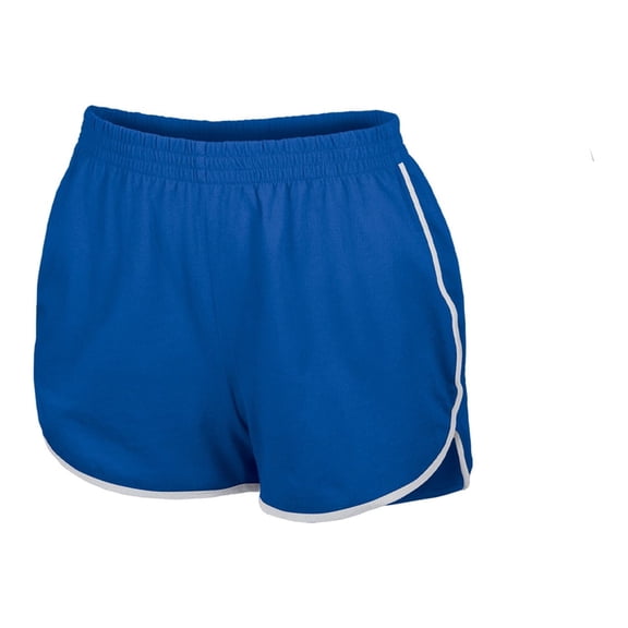 GK High-Waisted Retro Athletic Shorts for Women and Girls (L, Royal)