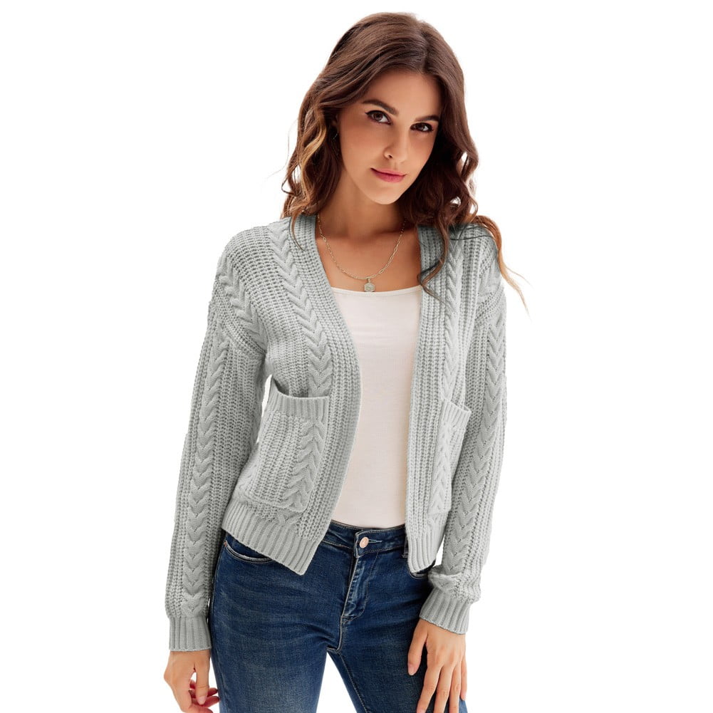 GK Open Front Loose Outwear Coats Cable Knit Cardigan Sweaters Long