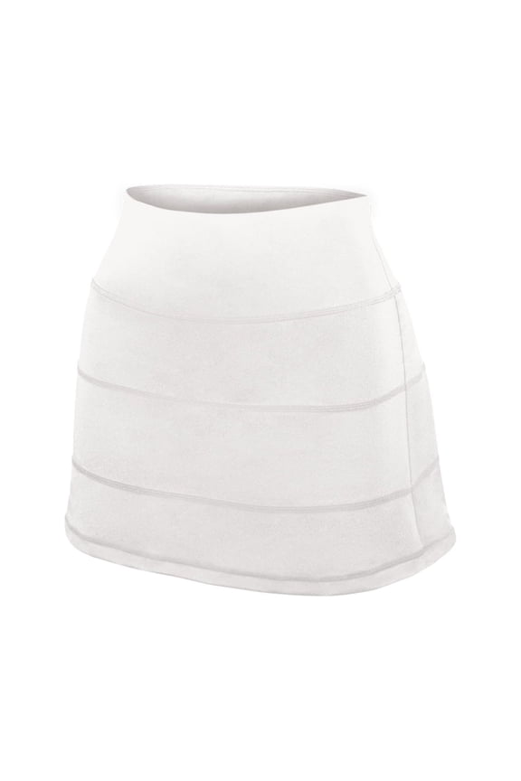 Pleated Athletic Skirt With Built-In Short and Zipper Pocket for Women and Girls (L, White)
