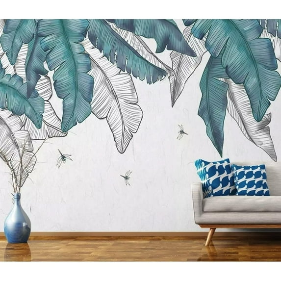 GK Wall Design Banana Leaf Dragonfly Tropical Leaves Exotic Removable Wallpaper H:49" x W:75"
