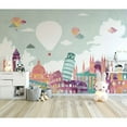 thumbnail image 1 of GK Wall Design  Historical Places and Hot Air Balloons Kids Wallpaper H:98"  x W:150", 1 of 4