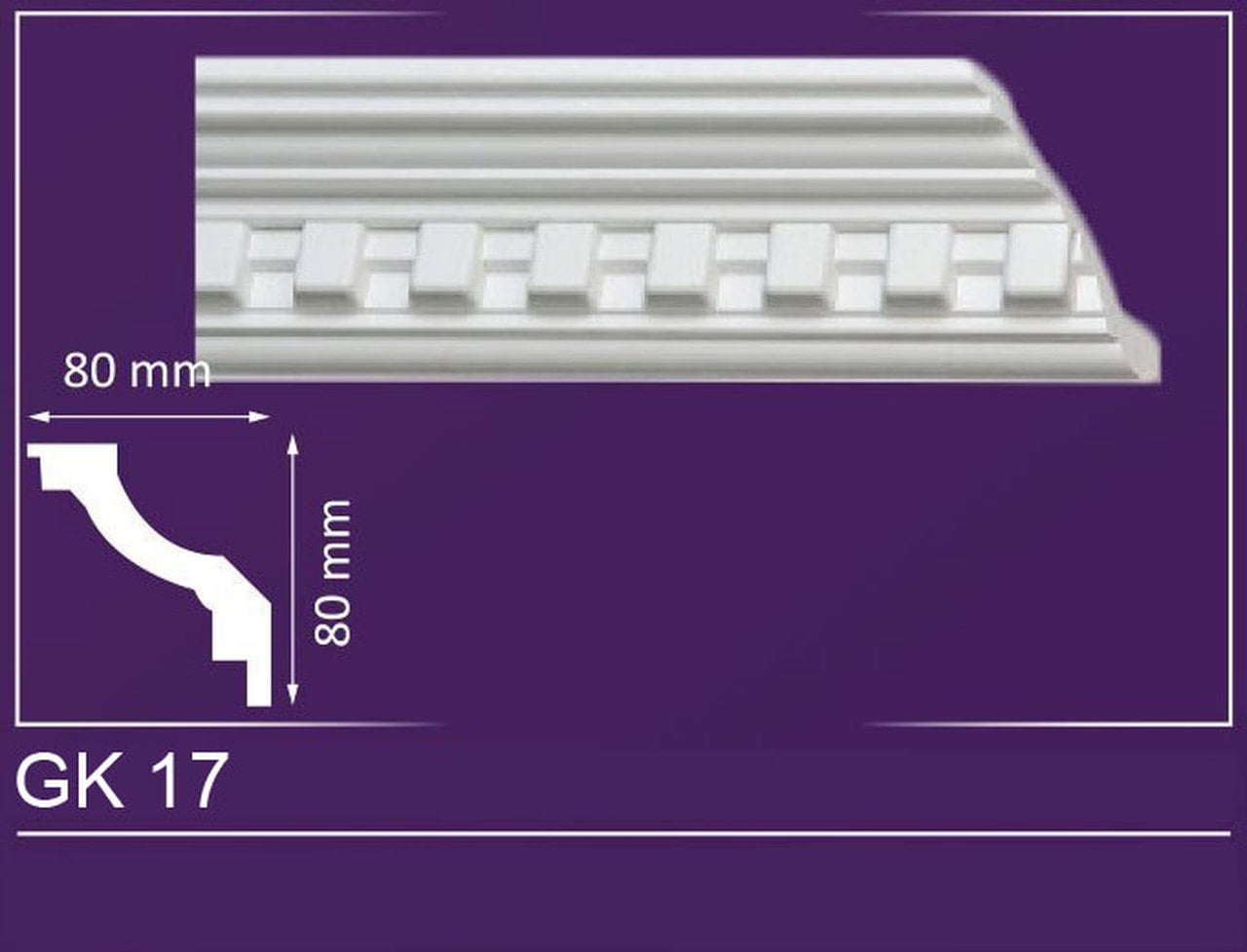 GK17 Dentil Crown Molding Glueup 6.5 ft. in Plain White (32.5 Ln. ft