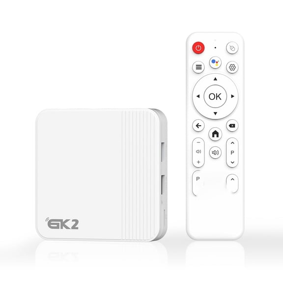 GK2 Android TV Box, Octa-Core Processor, 2GB RAM +16GB ROM, Android 14, Wi-Fi 6, BT5.2, 8K Ultra HD, HDR10+, IR Remote Control