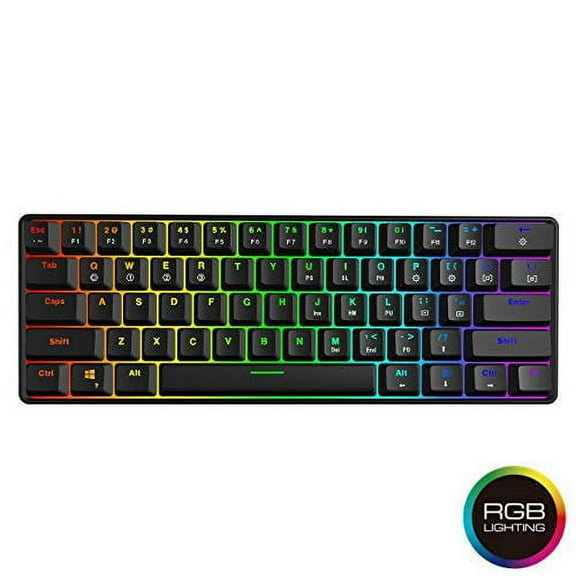 GK61 Mechanical Gaming Keyboard - 61 Keys Multi Color RGB Illuminated LED Backlit Wired Programmable for PC/Mac Gamer ( Gateron Optical Yellow , Red )