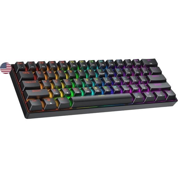 GK61 SE 60% | Mechanical Gaming Keyboard | 61  Multi Color RGB LED Backlit for PC/ Gamer | ANSI   Layout (Black, Mechanical Speed Yellow)