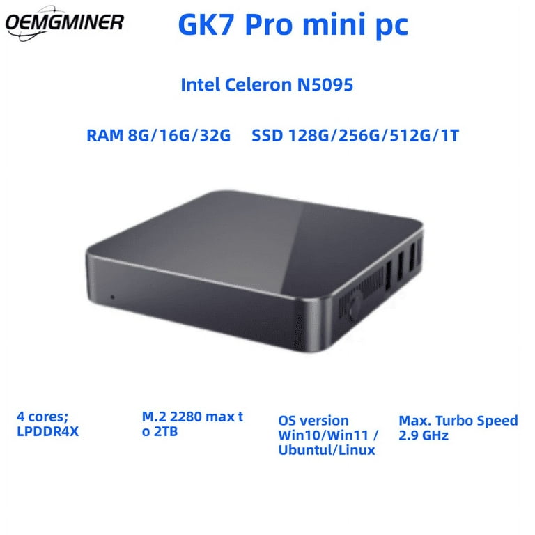 GK7 Pro Mini PC - Intel N5095, 8G/16G RAM, SSD 128G/512G, Win10 