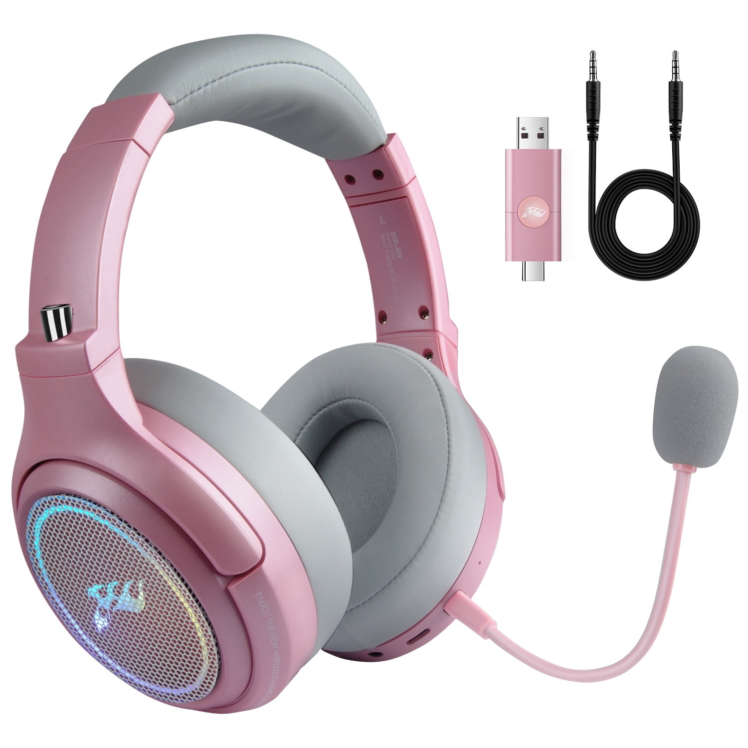 Razer Kraken Kitty V2 Pro Quartz Wired RGB Headset Interchangeable Ears Kitty Bear Bunny Strem Reactive Lighting Detachable HyperClear Cardiod Mic 50mm Drivers 7.1 Surround Sound Walmart