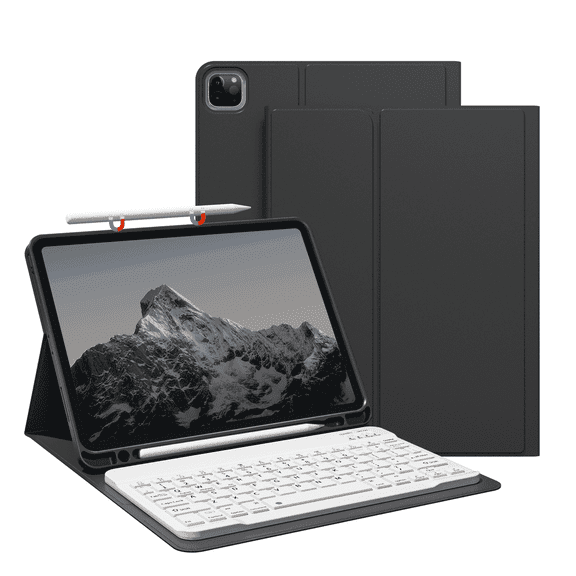 GKABXY for iPad Pro 11 inch Case 4th/3rd/2nd Generation (2022/2021/2020) Case with Keyboard, Detachable Bluetooth Keyboard, Pencil Holder, Auto Sleep/Wake, Black