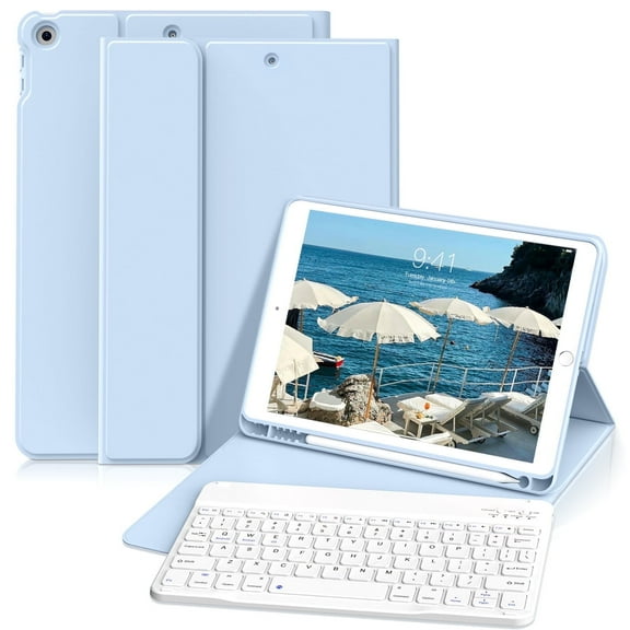 GKABXY Case with Keyboard for iPad 9th/8th/7th Generation 10.2 inch 2021/2020/2019 Detachable Wireless Bluetooth Keyboard Cover , Blue