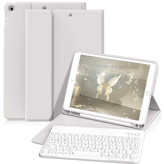 GKABXY Case with Keyboard for iPad 9th/8th/7th Generation 10.2 inch 2021/2020/2019 Detachable Wireless Bluetooth Keyboard Cover , Gray