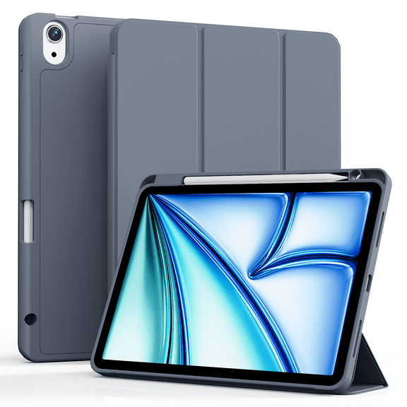 GKABXY Case for iPad Air 11 inch M3/M2 (2025/2024), iPad Air 10.9-inch 5th/4th Generation (2022/2020) Case ,Pencil Holder, Tri-fold Stand, Auto Sleep/Wake, Purple