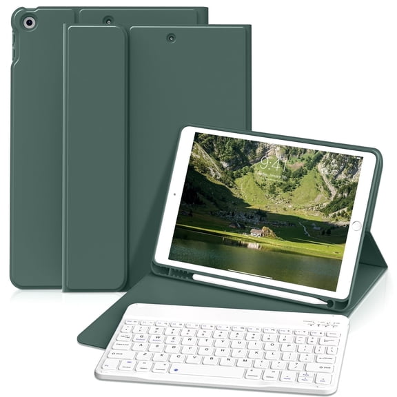 GKABXY Case with Keyboard for iPad 9th/8th/7th Generation 10.2 inch 2021/2020/2019 Detachable Wireless Bluetooth Keyboard Cover , Green