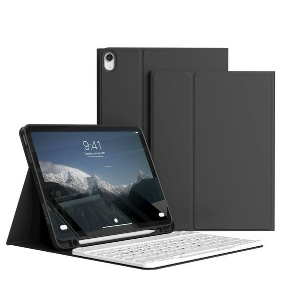 GKABXY for iPad Air 11 inch Case with Keyboard (M3/M2) 2025/2024, iPad Air 10.9 Inch 5/4th Generation Case with Keyboard, Detachable Keyboard, Pencil Holder, Black