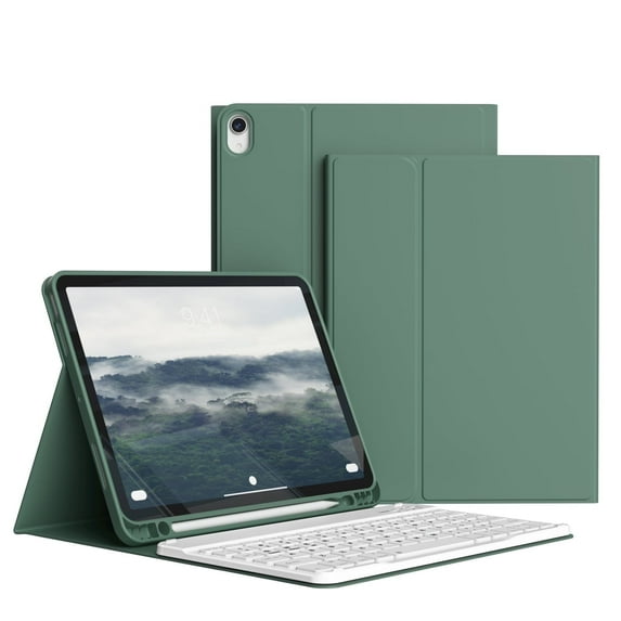GKABXY for iPad Air 11 inch Case with Keyboard (M3/M2) 2025/2024, iPad Air 10.9 Inch 5/4th Generation Case with Keyboard, Detachable Keyboard, Pencil Holder, Green