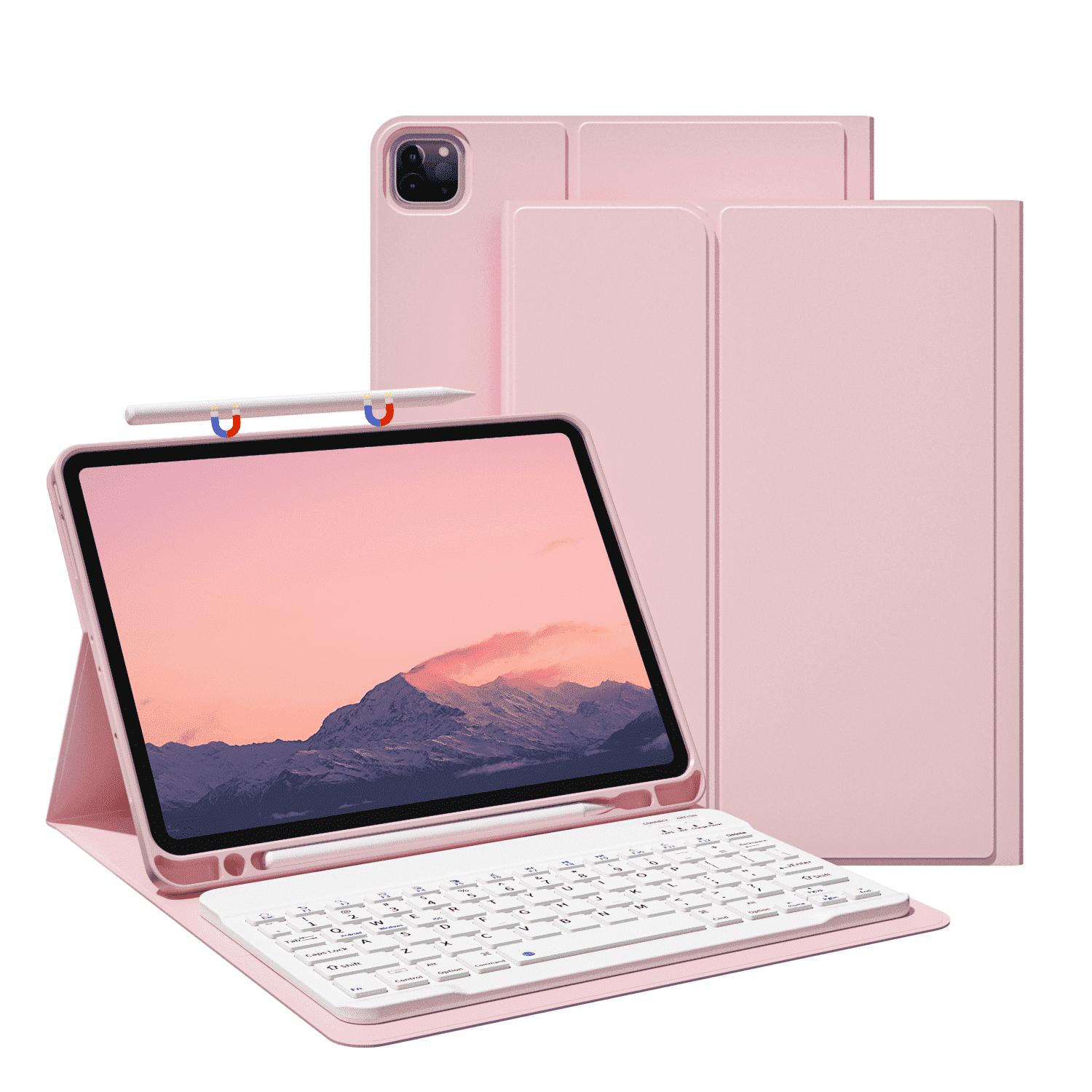 Fbewan iPad Pro 12.9-hoes 2021/2020/2018 met toetsenbord en muis-potloodhouder Magnetisch