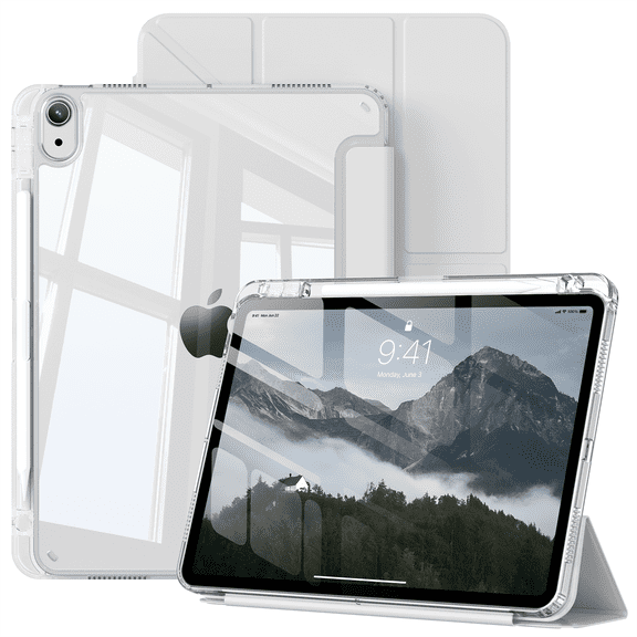 GKABXY for iPad (A16) 11th Generation 11 Inch 2025, iPad 10th Gen 10.9 Inch 2022, Tri-Fold Y-Fold Stand Case, Slim Hard PC Transparent Back, Smart Cover Auto Wake/Sleep, Touch ID Compatible,Dusk Gray
