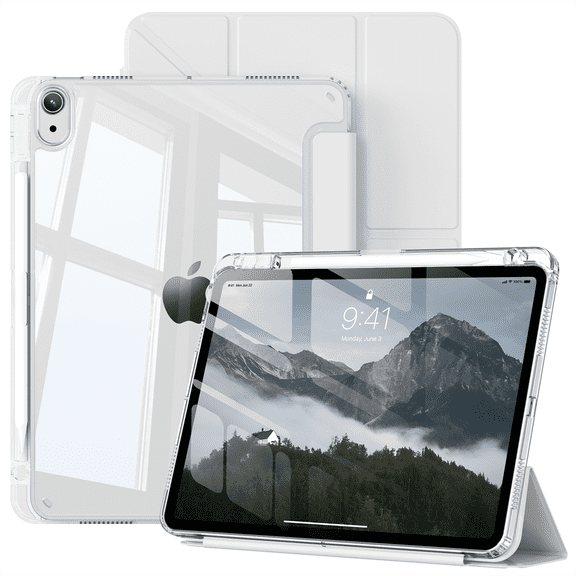 GKABXY for iPad (A16) 11th Generation 11 Inch 2025, iPad 10th Gen 10.9 Inch 2022, Tri-Fold Y-Fold Stand Case, Slim Hard PC Transparent Back, Smart Cover Auto Wake/Sleep, Touch ID Compatible,Dusk Gray