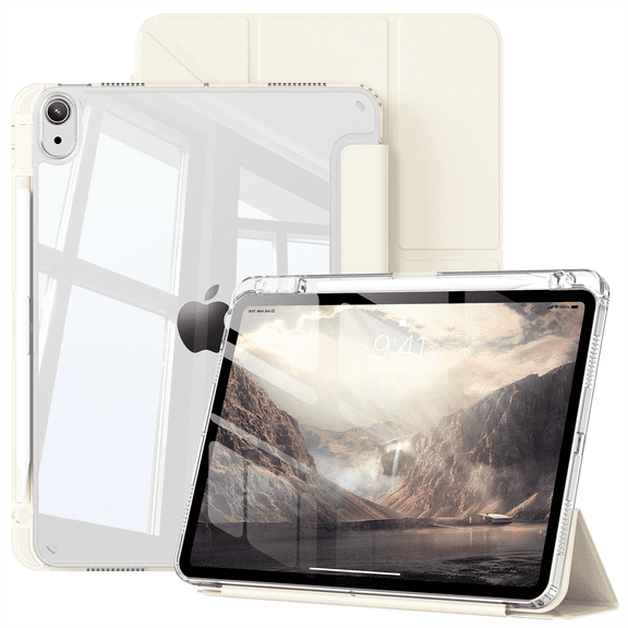 GKABXY for iPad (A16) 11th Generation 11 Inch 2025, iPad 10th Gen 10.9 Inch 2022, Tri-Fold Y-Fold Stand Case, Smart Cover Auto Wake/Sleep, Touch ID Compatible,Cream White Print