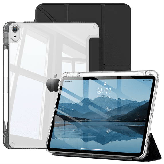 GKABXY for iPad (A16) 11th Generation 11 Inch 2025, iPad 10th Gen 10.9 Inch 2022, Tri-Fold Y-Fold Stand Case, Smart Cover Auto Wake/Sleep, Touch ID Compatible,Noble Black