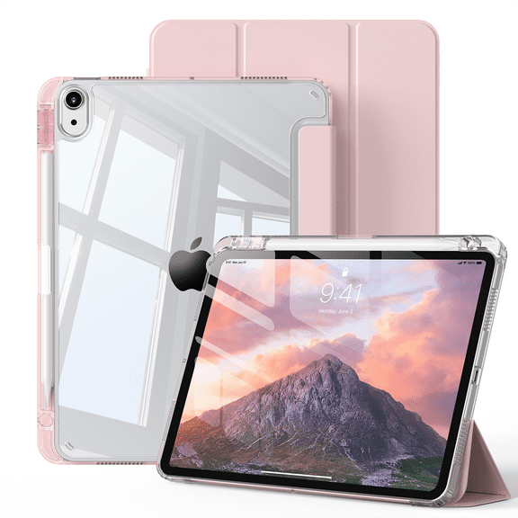 GKABXY for iPad (A16) 11th Generation Case 11 Inch 2025, iPad 10th Generation Case 10.9 Inch 2022, Slim Stand Hard PC Translucent Back Shell Smart Cover, Support Touch ID, Auto Wake/Sleep,Baby Pink