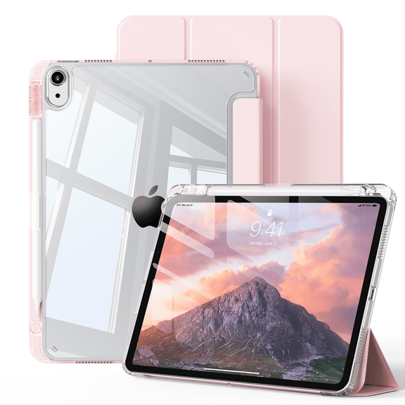 GKABXY for iPad (A16) 11th Generation Case 11 Inch 2025, iPad 10th Generation Case 10.9 Inch 2022, Slim Stand Hard PC Translucent Back Shell Smart Cover, Support Touch ID, Auto Wake/Sleep,Baby Pink