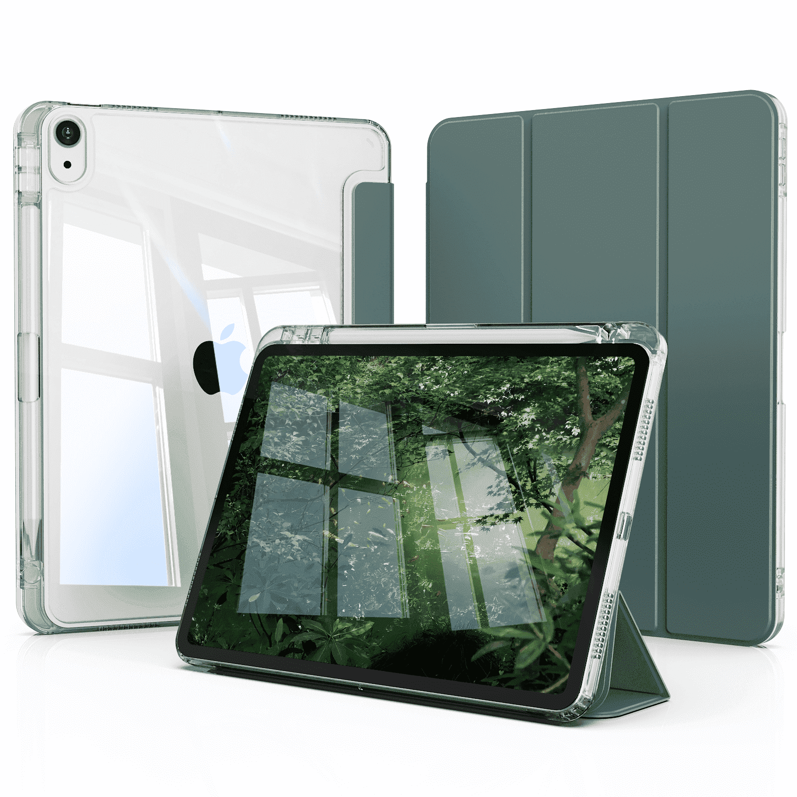 ZryXal New IPad Air 13 Inch Case M3 2025/M2 2024 With Pencil Holder, Trifold Stand Smart Case With Soft TPU Back,Auto Wake/Sleep(Light Gray