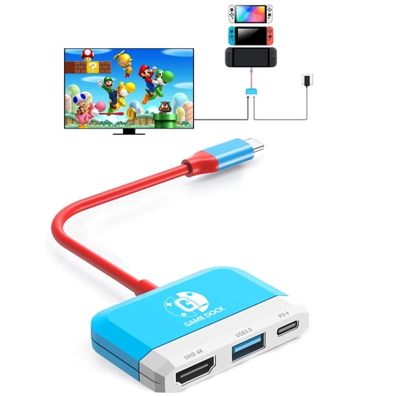 GKEAPZA Switch 2 Dock for Nintendo Switch 2/1/OLED, Portable TV Docking station with 4K@60Hz HDMI USB 3.0 Port and 100W Charging Travel USB C Adapter