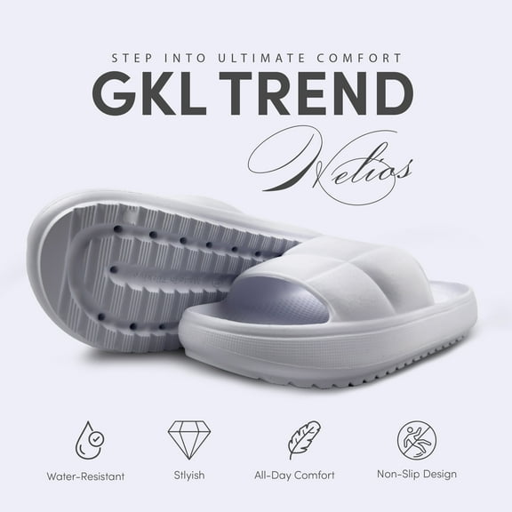 GKL Trend Helios Sandals with Flexible, Non-Slip, & Waterproof Material for Women, Men, Children, One Buckle Rubber Unisex Eva Sandals for Summer - Off White