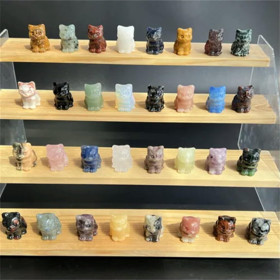 GKNET 1.2" Natura Mixed carved cat skull gem quartz crystal skull reiki healing Random-1pc