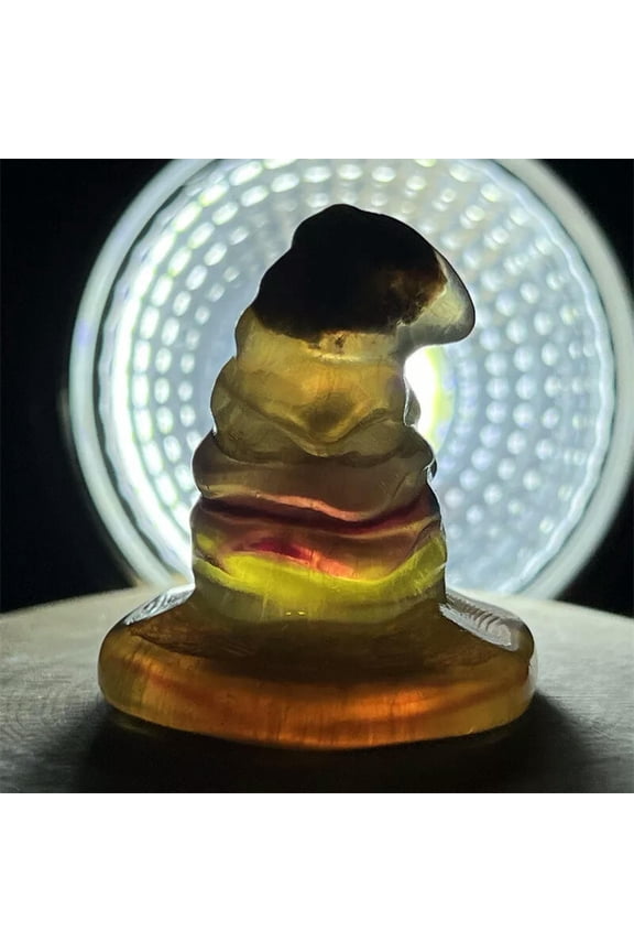 1.4" Natural Fluorite Wizard hat skull quartz Crystal carved skull Healing 1pc