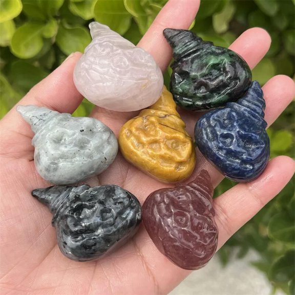 GKNET 1.4" Natural Mixed quartz Hat Pumpkin skull quartz crystal skull Gem Random 1PC
