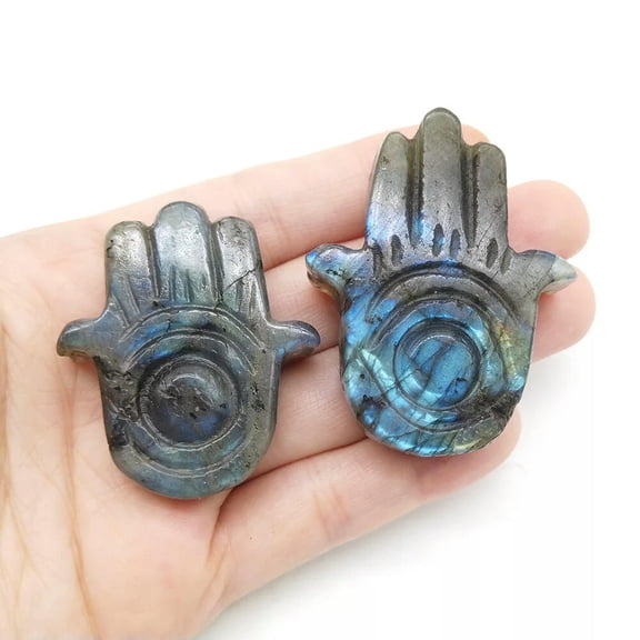 GKNET 1.5-2" Natural Labradorite Fatima Hand Carved Quartz Crystal Skull Healing