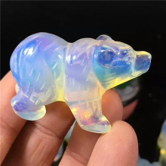 GKNET 1.5"Natural Quartz Crystal Hand Carved Little bearopal Skull Reiki Healing 1pc