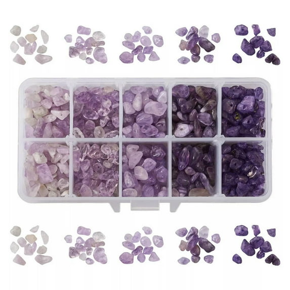 GKNET 1 Box Natural Amethyst Tumbled Chips Beads Loose Rocks Gemstone Mixed Stones