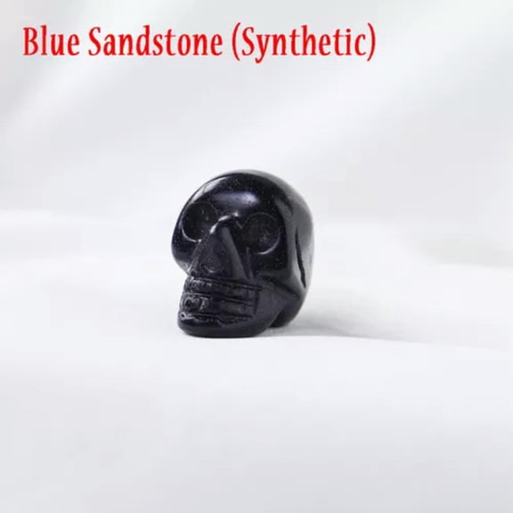 GKNET 1" Crystal Skull Sculpture Gemstone Statue Figurine Collectible Healing Stones-Blue Sandstone (Synthetic)