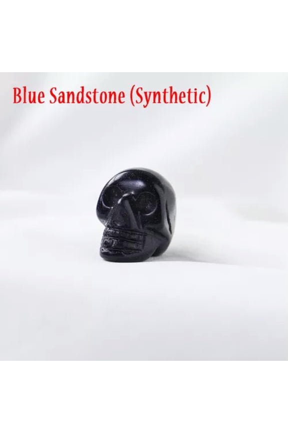 1" Crystal Skull Sculpture Gemstone Statue Figurine Collectible Healing Stones-Blue Sandstone (Synthetic)