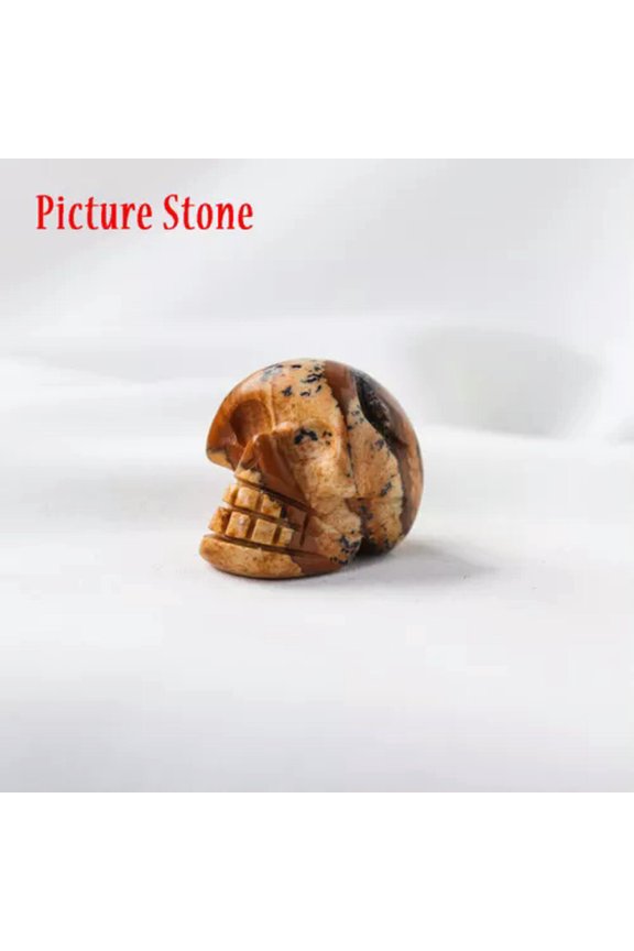 1" Crystal Skull Sculpture Gemstone Statue Figurine Collectible Healing Stones-Picture Stone