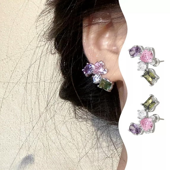 GKNET 1 Pair Fashion Design Fantastic Colorful Geometric Earrings Luxurious Ear St_tu
