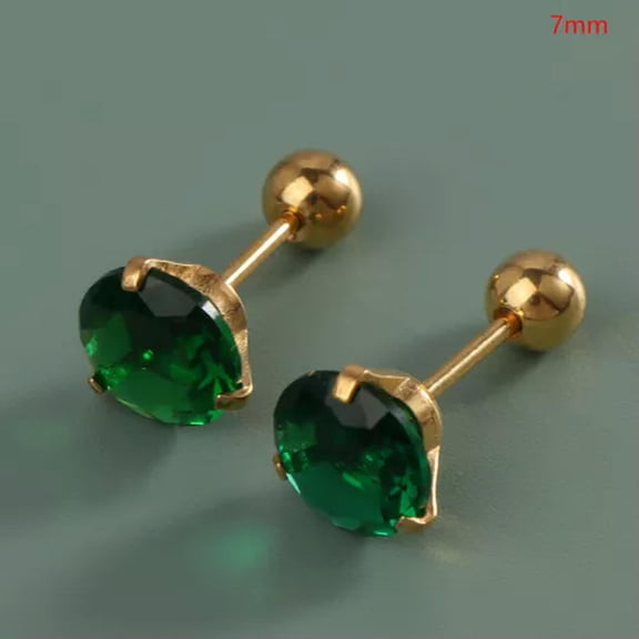 GKNET 1 Pair Green Tragus Stud Earring RoundSmall Stud Delicate Jewelry Piercing Earrings-7mm