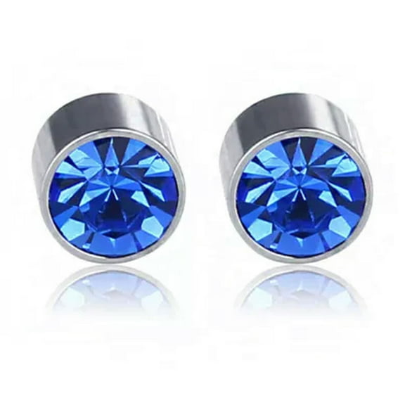 GKNET 1 Pair Men Women Stainless Steel Magnetic Stud Earrings Non Piercing Clip on 6MM-Blue