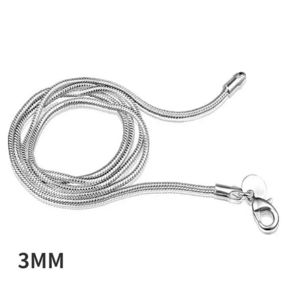 GKNET 1 Pcs 3MM 925 Silver Snake Chain Delicate Jewelry Trendy Hippop Personality Necklace-24 inch